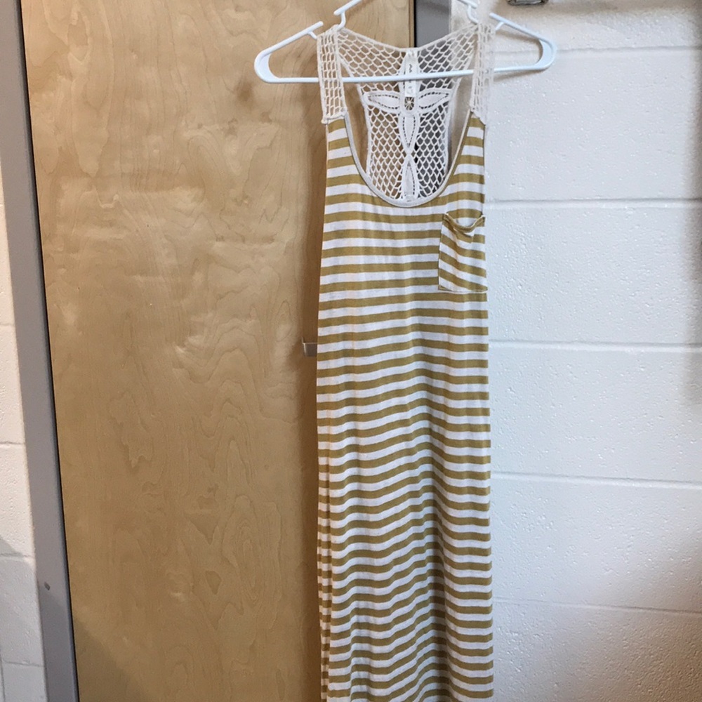 Tan striped maxi dress